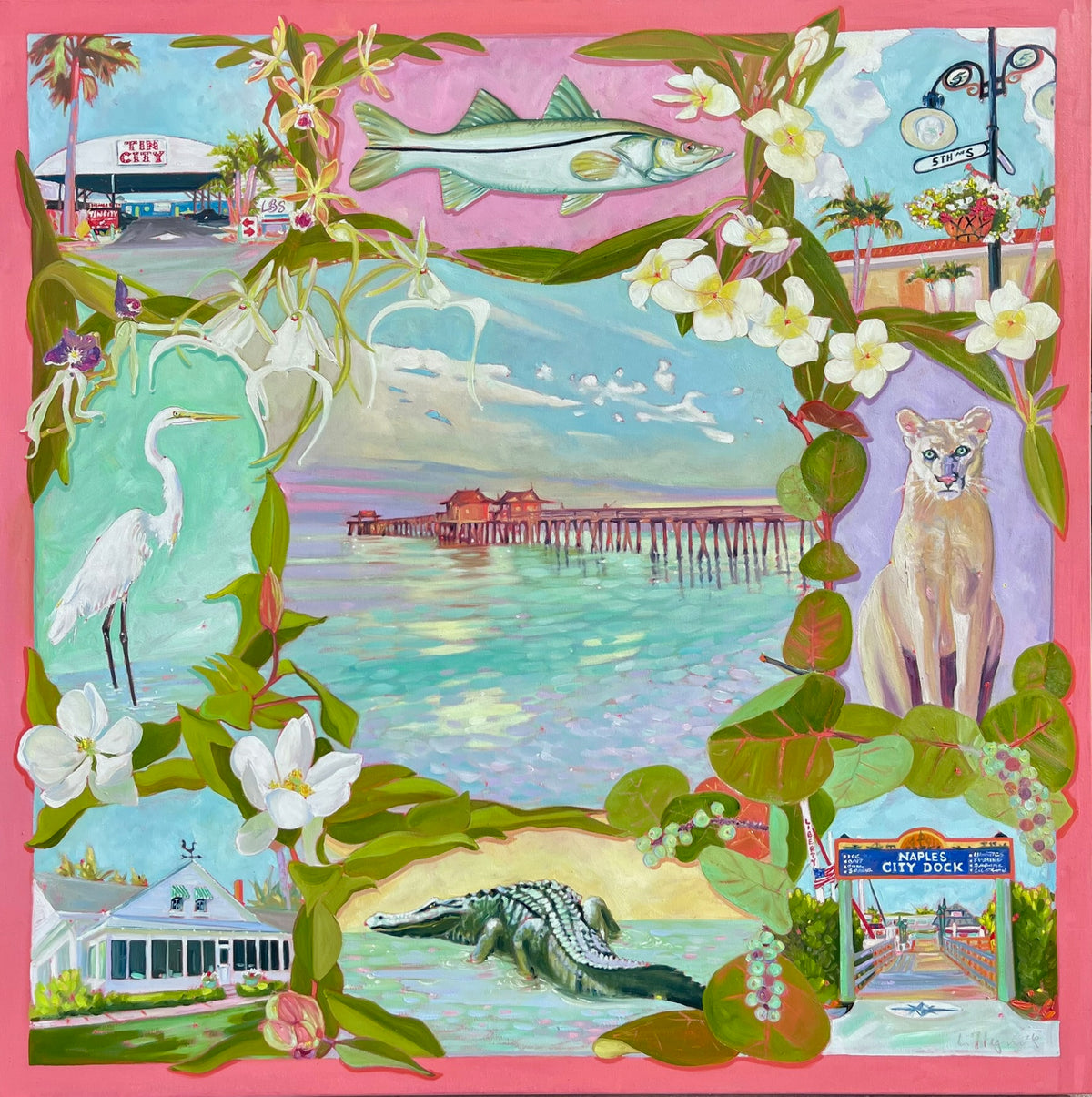 Naples Pier | Silk Scarf – Conch Pink