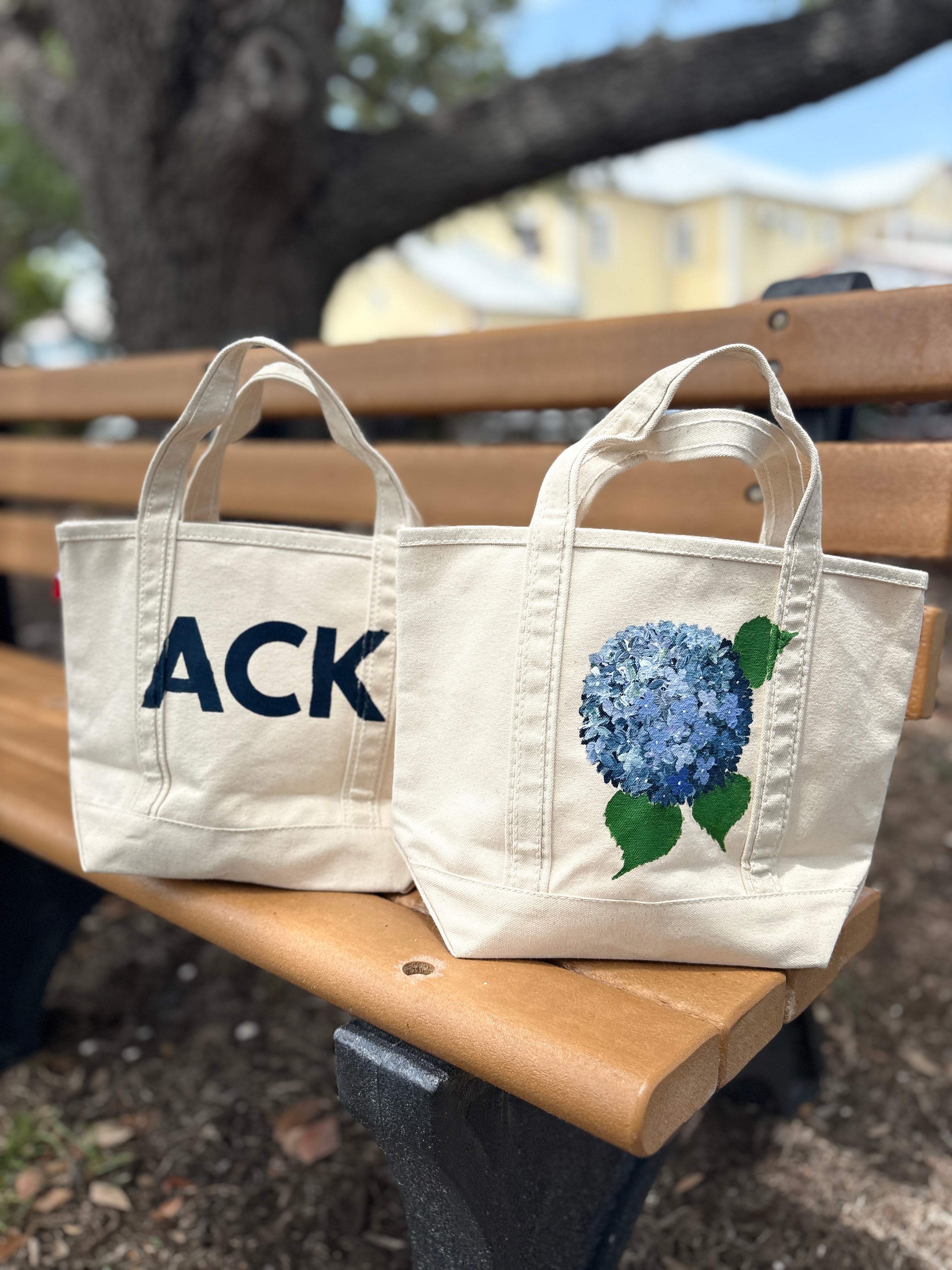 Nantucket Hydrangea ACK Mini-Tote Hand-Painted