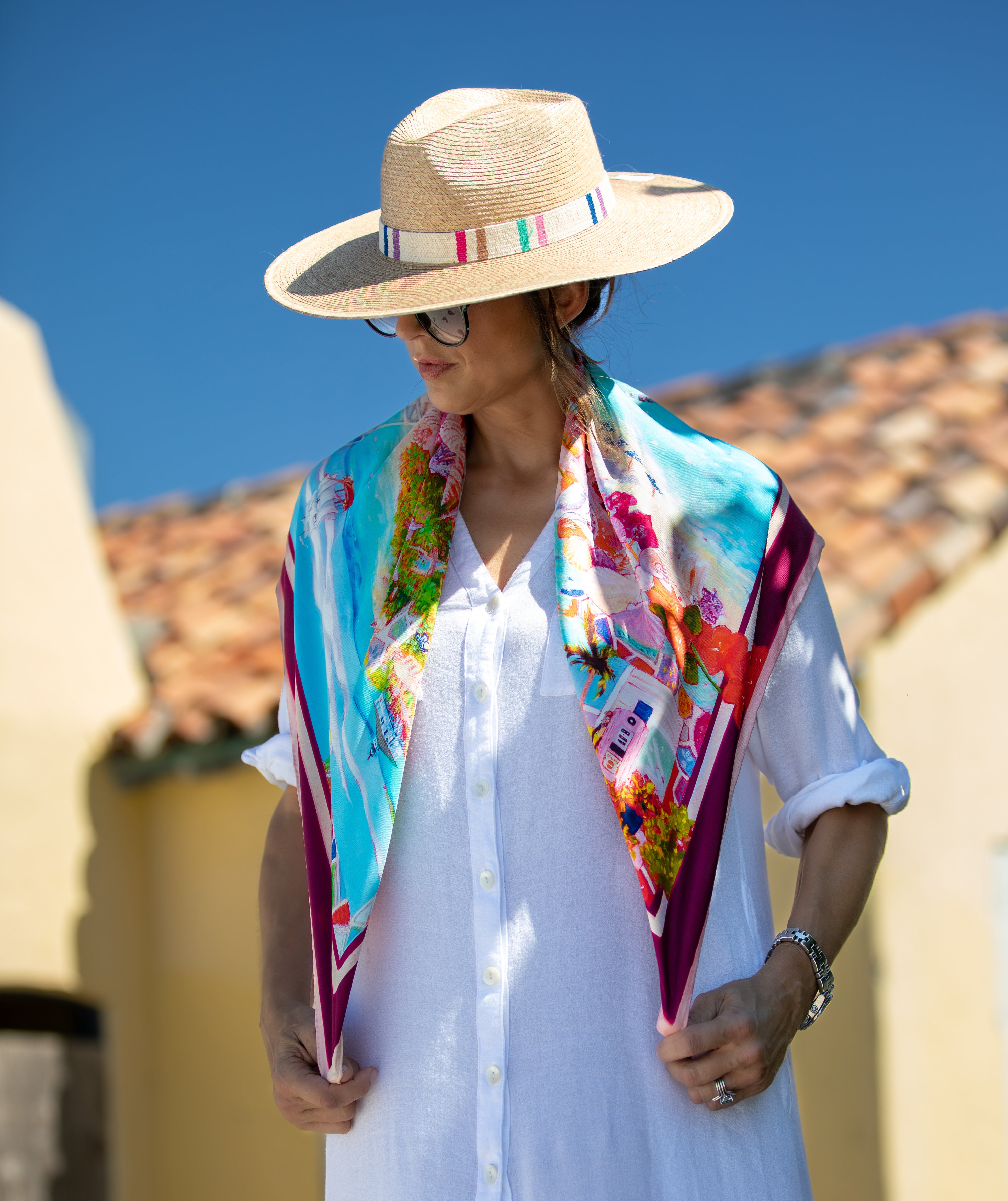 The Boca Grande Silk Scarf - Orchid Bloom