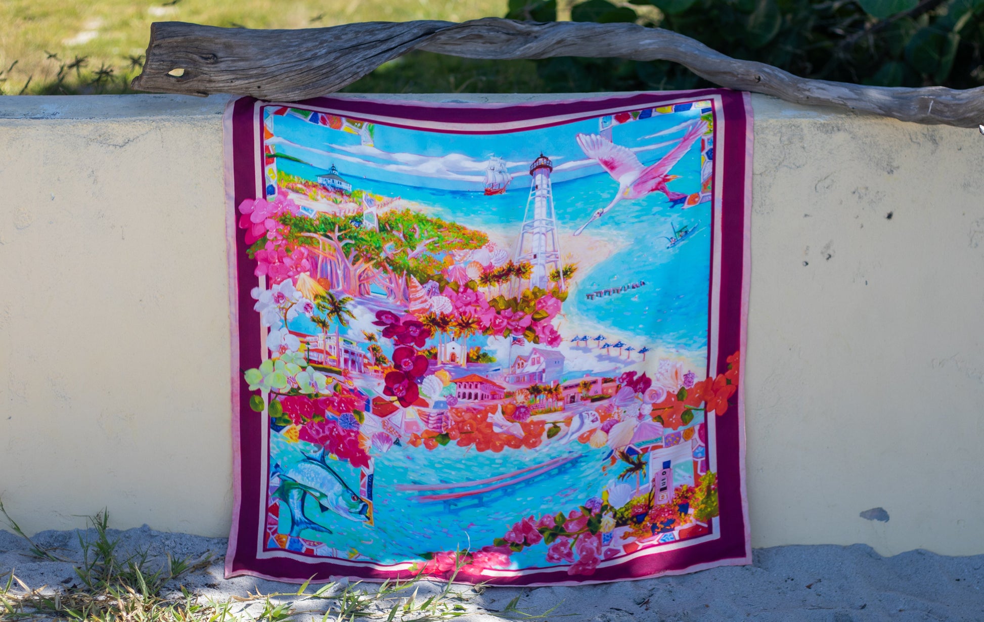 The Boca Grande Silk Scarf- orchid bloom
