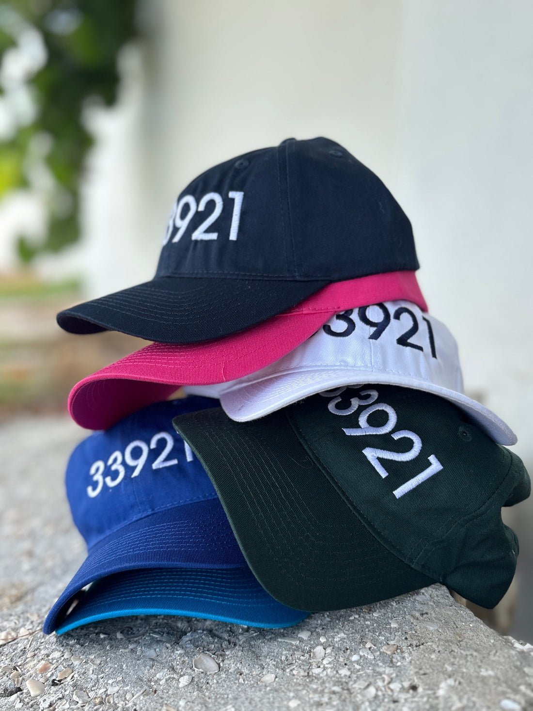33921 Boca Grande Zip Code Hat - all six colors stacked