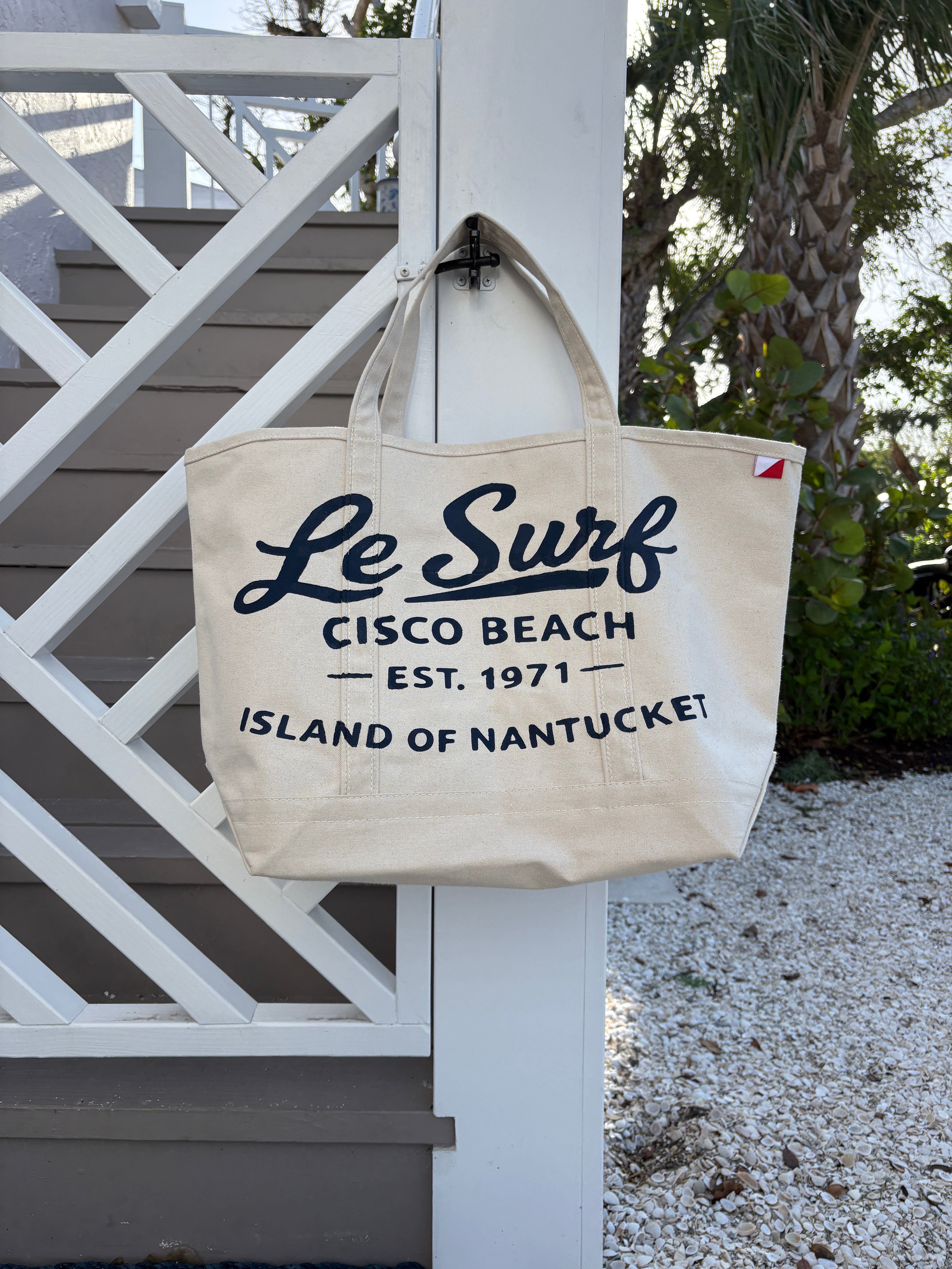 Nantucket Le' Surf Cisco Beach hand-painted large tote