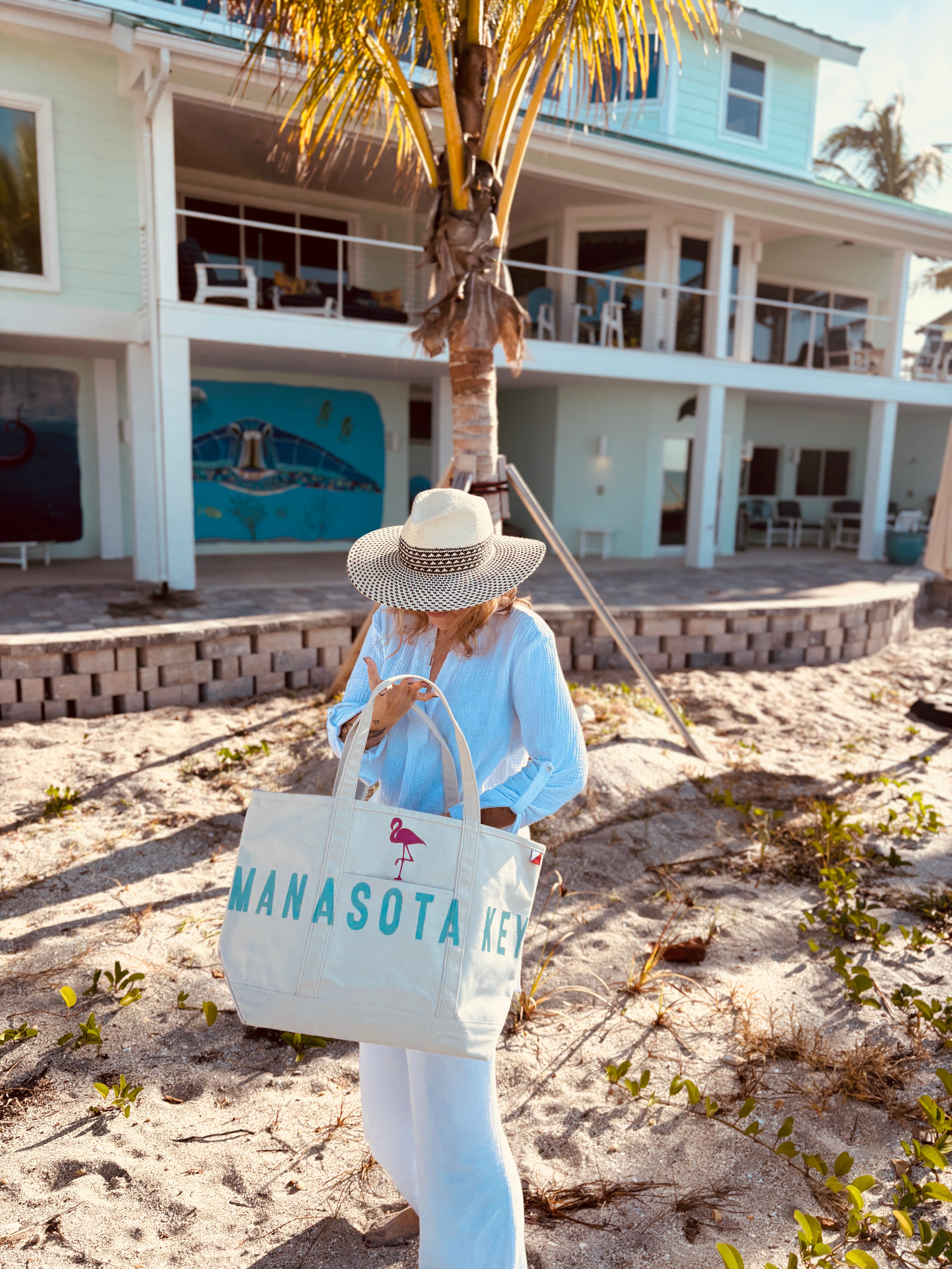 Manasota Key 🦩Large Tote