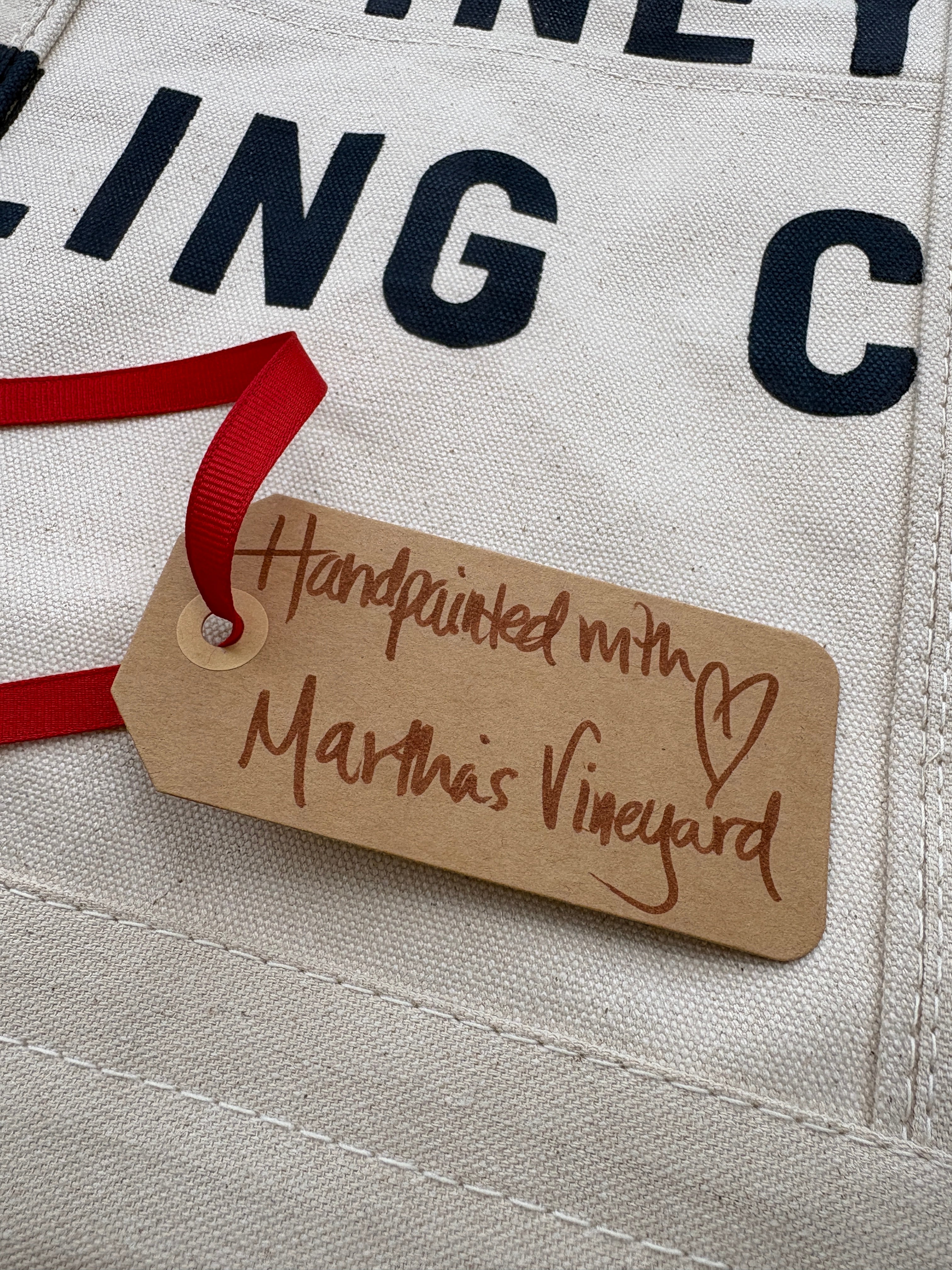 Martha’s Vineyard Sailing Club hand-painted large tote