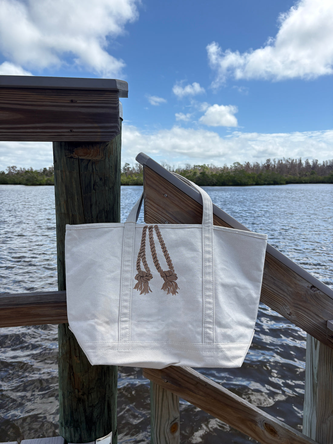 Nantucket Sailing Club hand-painted large rope tote