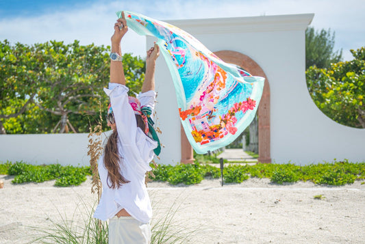 The Boca Grande Silk Scarf | Made in Italy | 90cm Seafoam Green