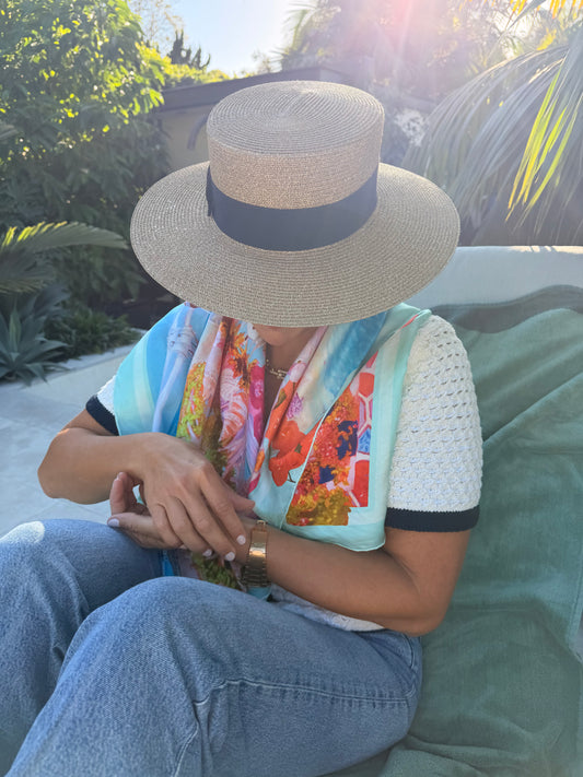 The Boca Grande Silk Scarf | Made in Italy | 90cm Seafoam Green