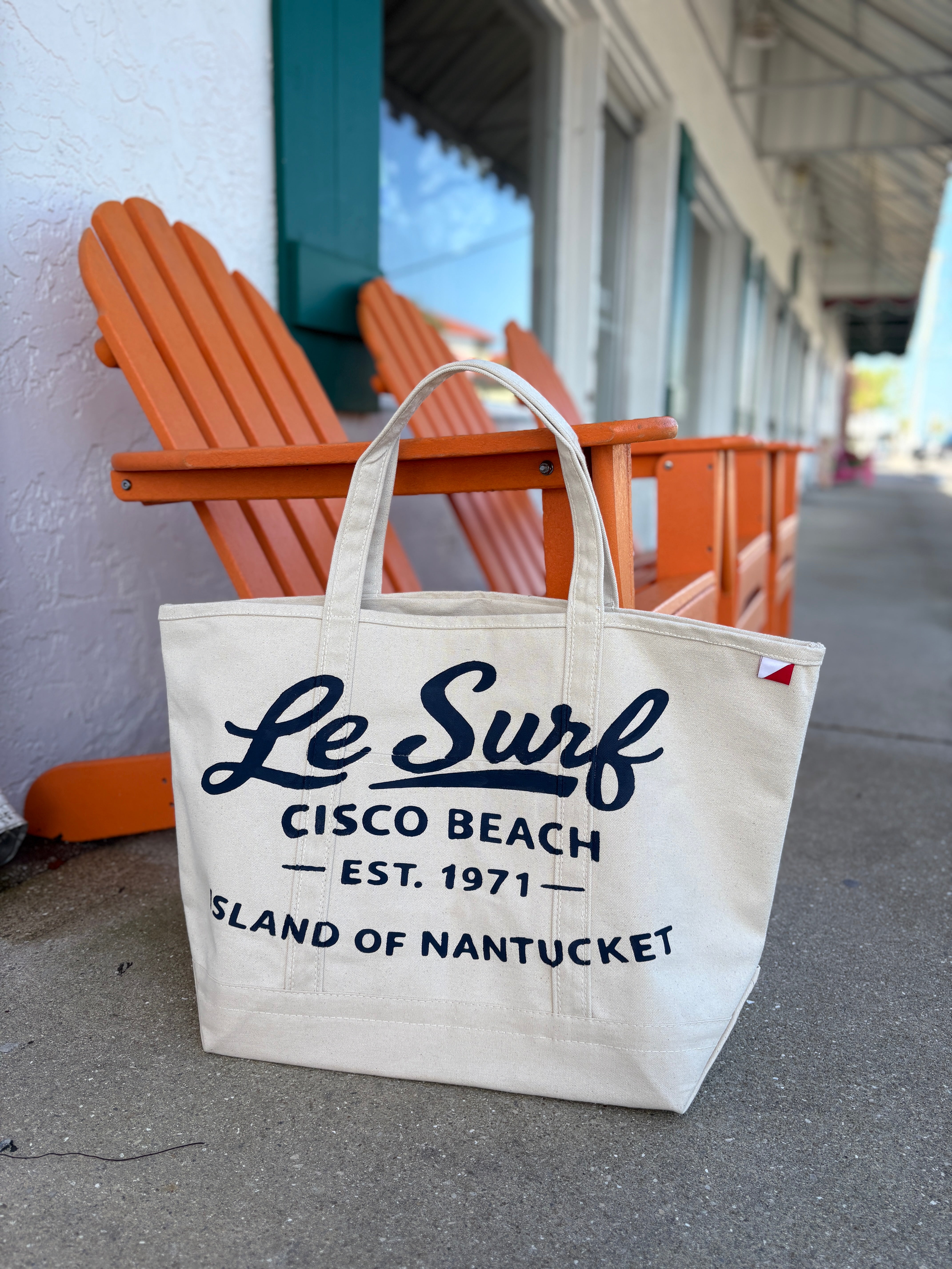 Nantucket Le' Surf Cisco Beach hand-painted large tote