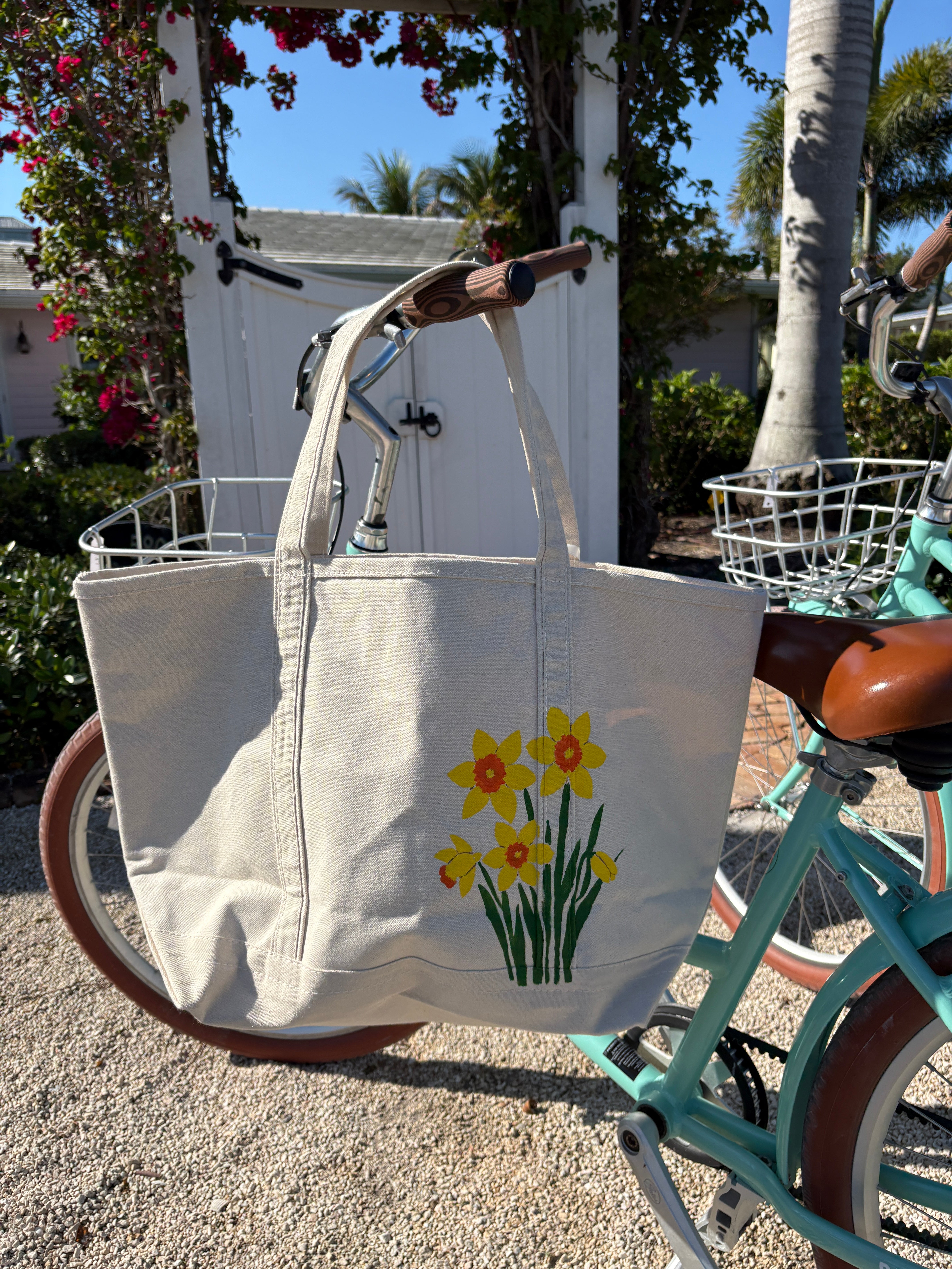 Nantucket Daffodil hand-painted large tote (daffy)