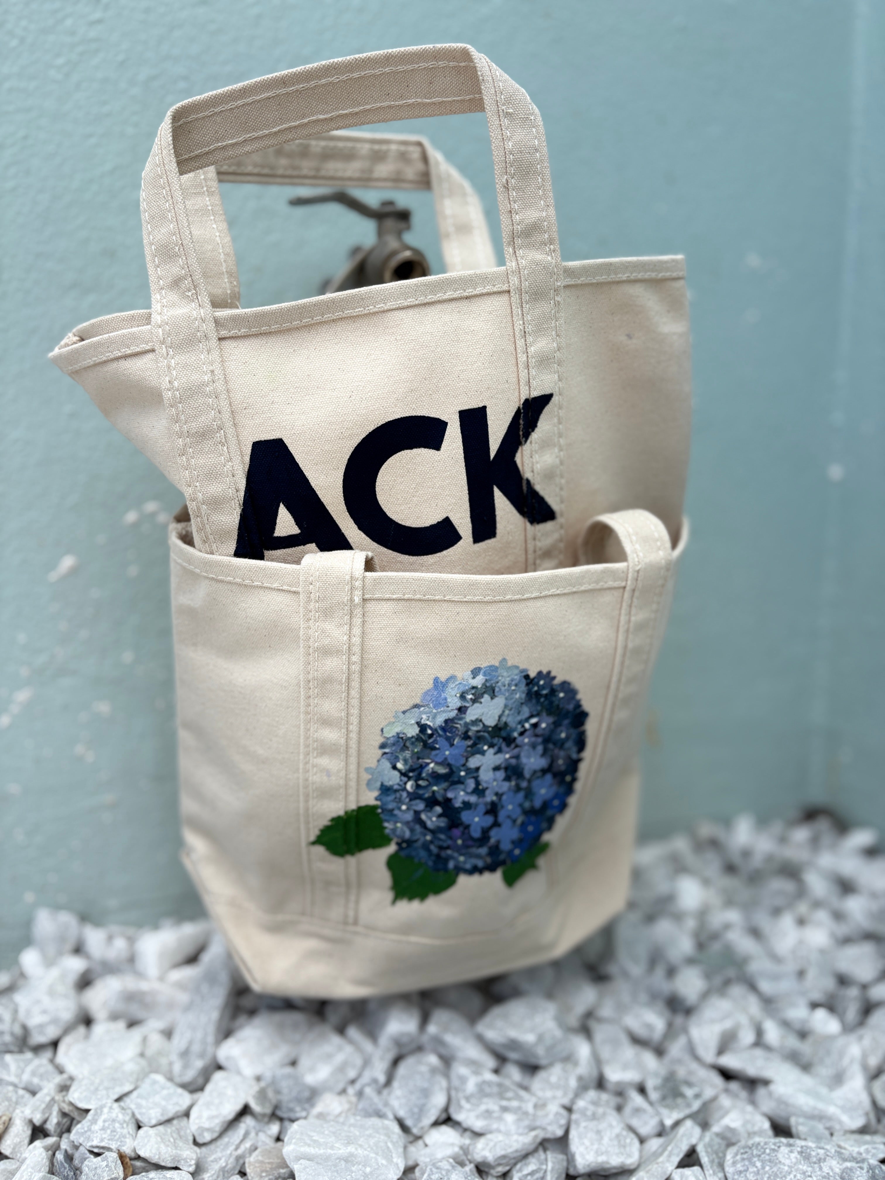 Nantucket Hydrangea ACK Mini-Tote Hand-Painted