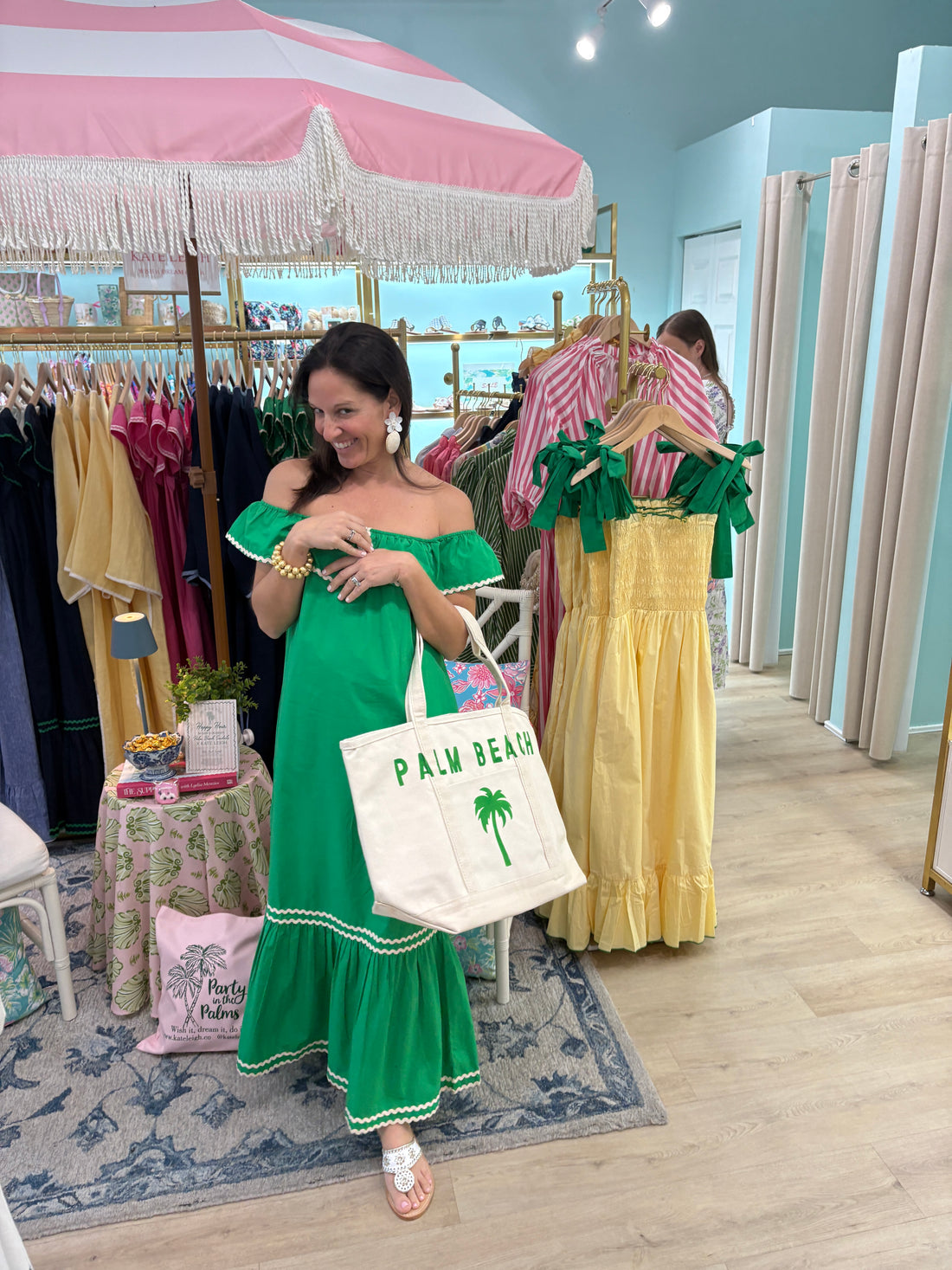 Palm Beach Tote – Green Palm Edition | Large Canvas Carryall