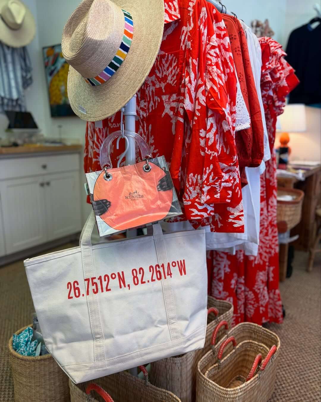 Boca Grande Coordinates Large Tote in Florida Orange
