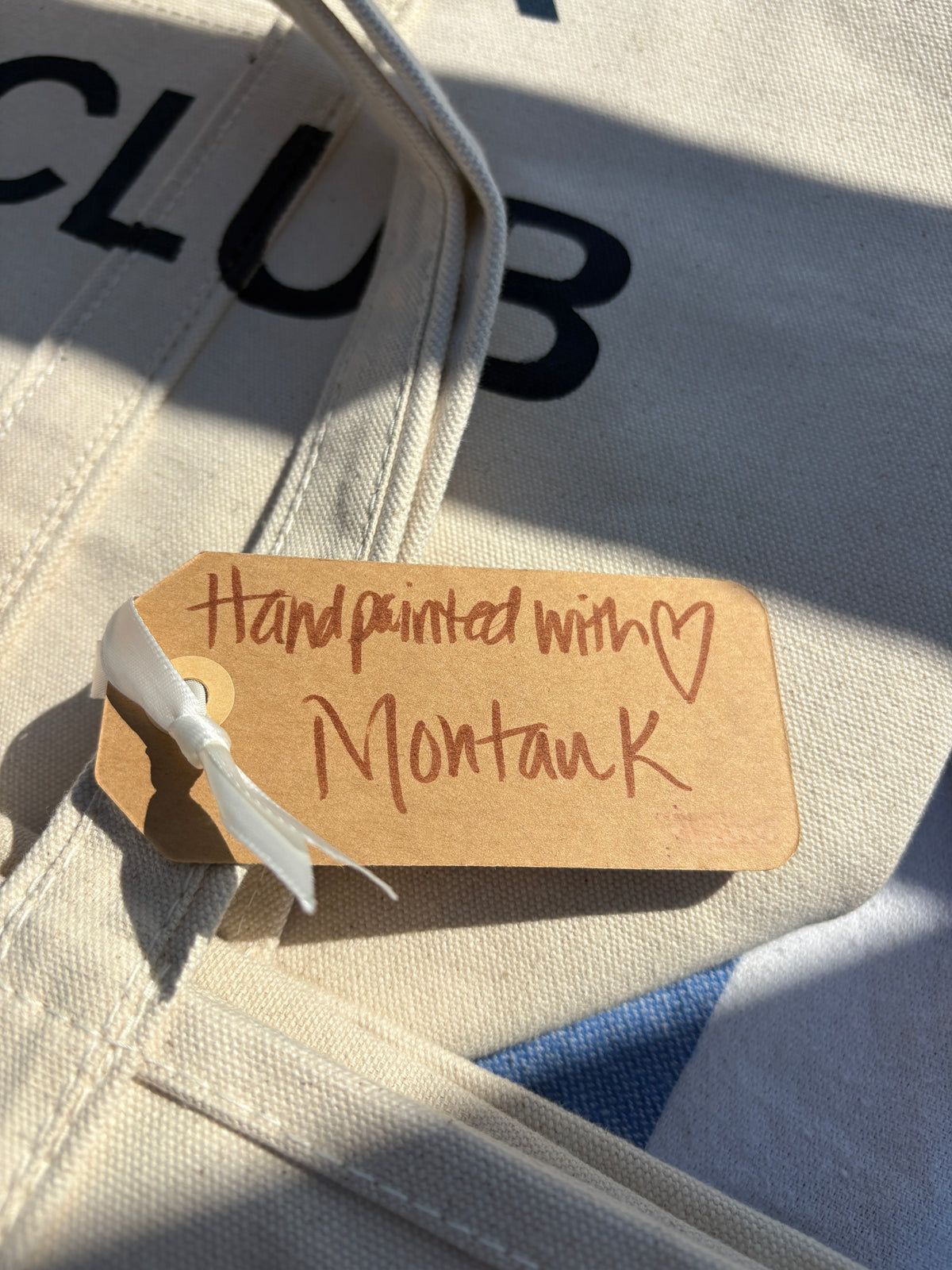 Montauk Yacht Club hand painted large tote