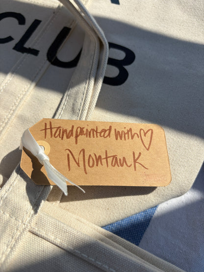 Montauk Yacht Club hand painted large tote