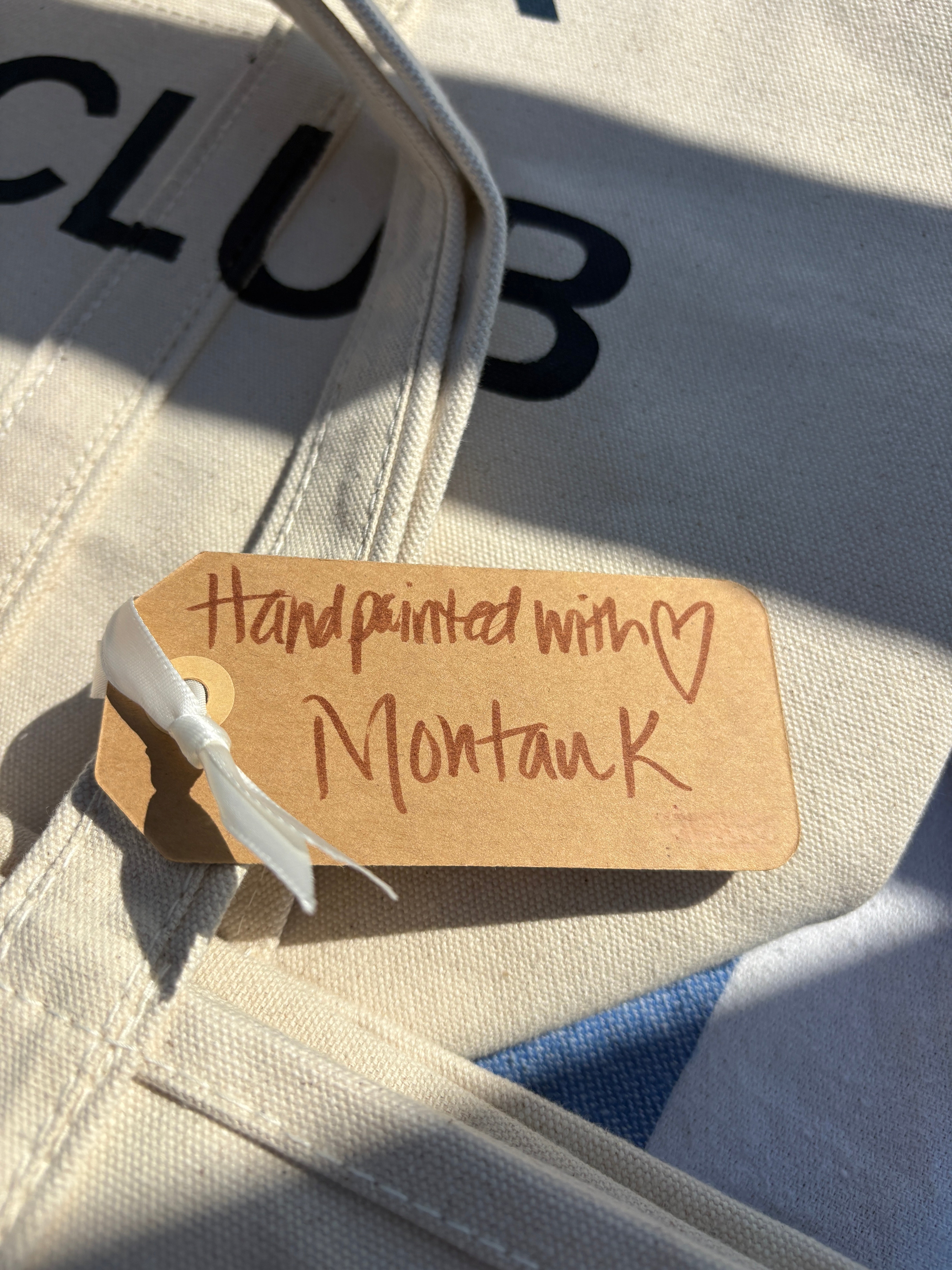 Montauk Yacht Club hand painted large summer of 26’ tote