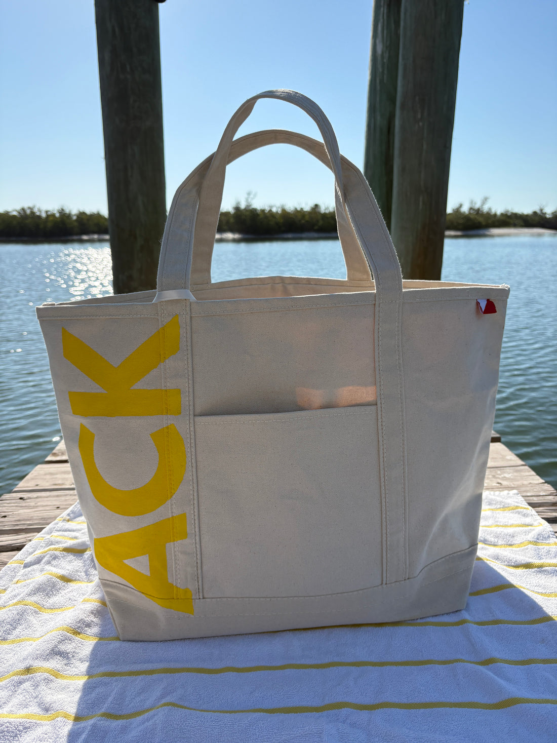Nantucket Daffodil hand-painted large tote (daffy)