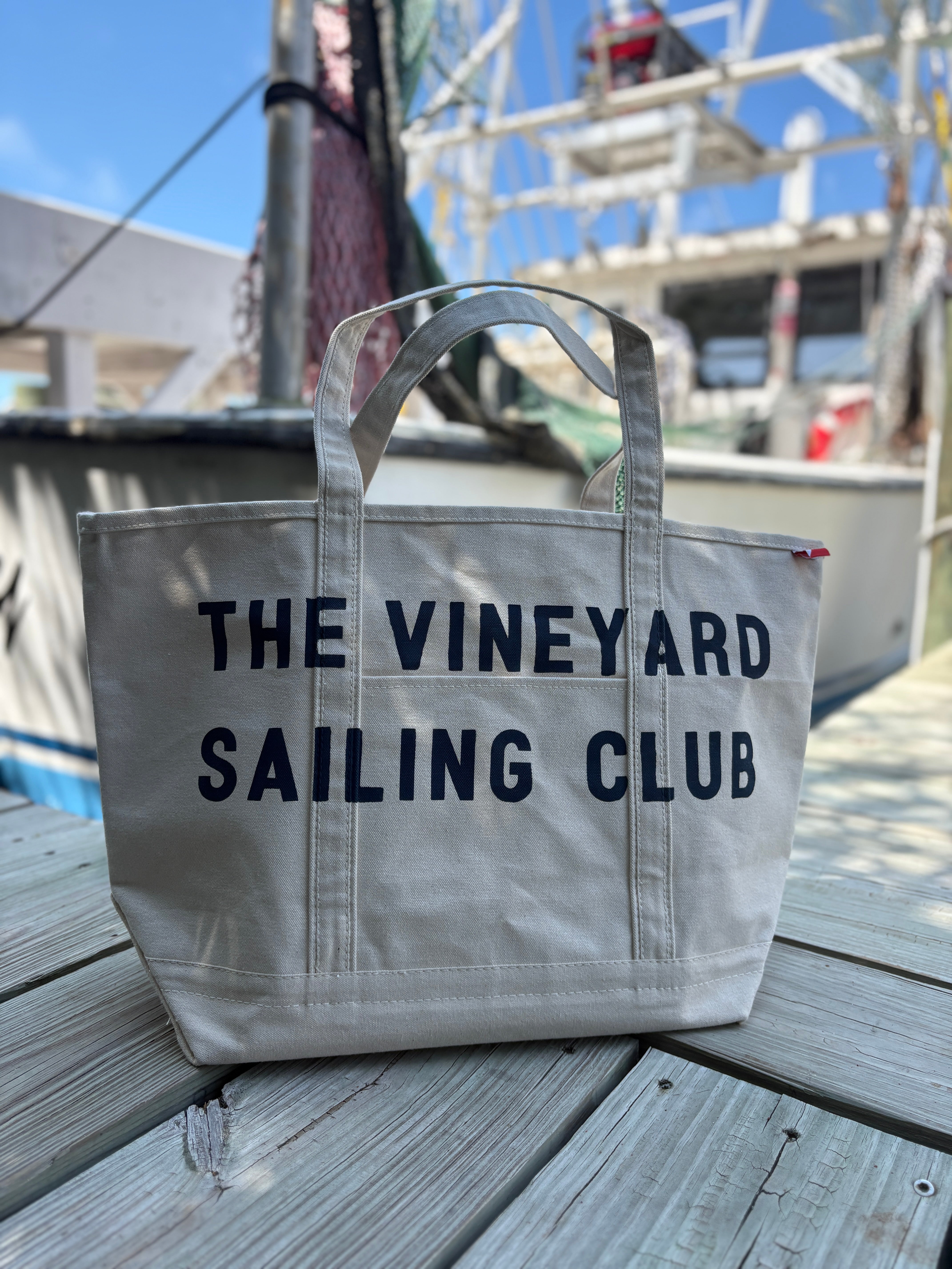 Martha’s Vineyard Sailing Club hand-painted large tote