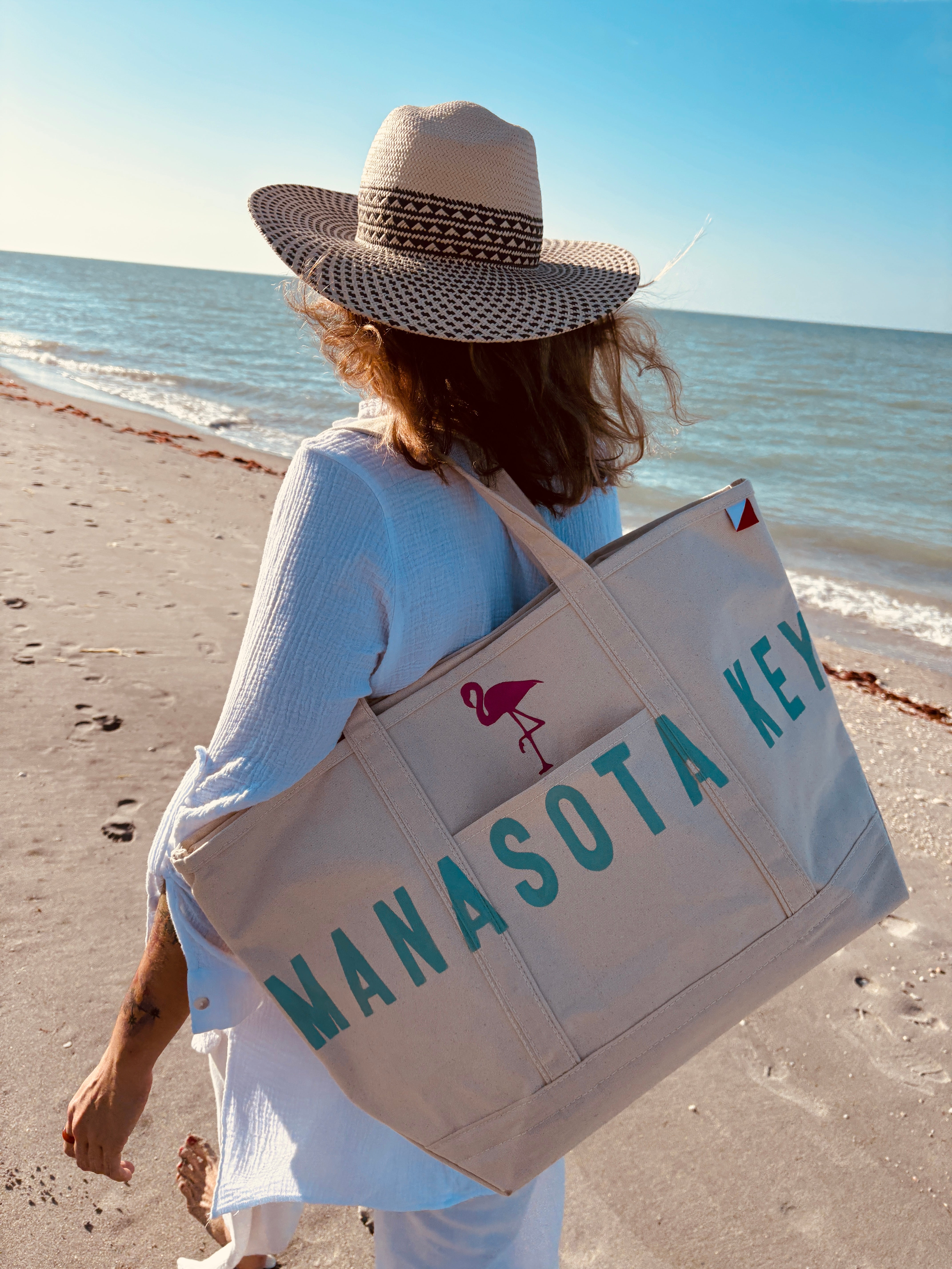Manasota Key 🦩Large Tote