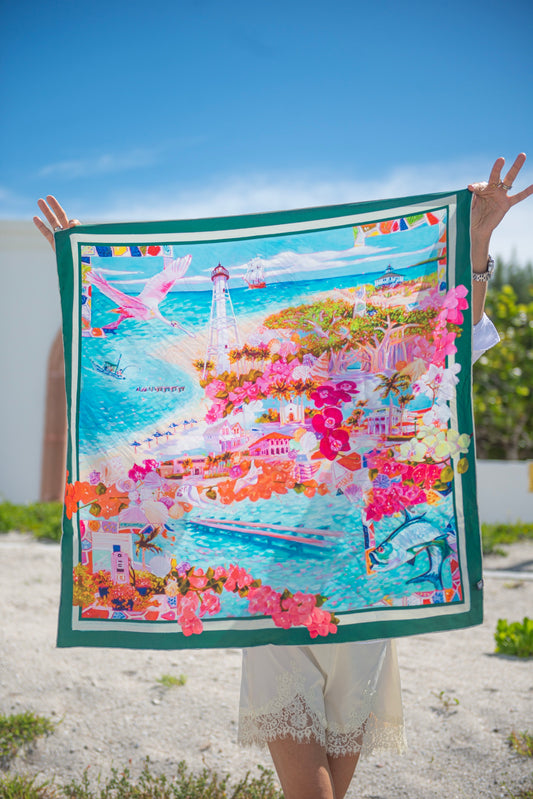 The Boca Grande Silk Scarf | Gasparilla Green | Made in Italy