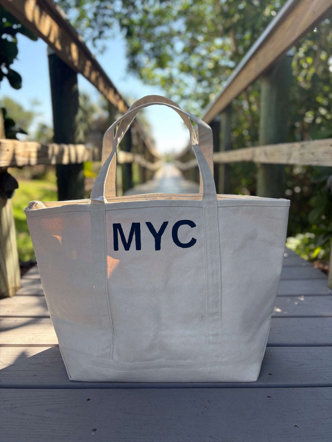 Montauk Yacht Club hand painted large summer of 26’ tote