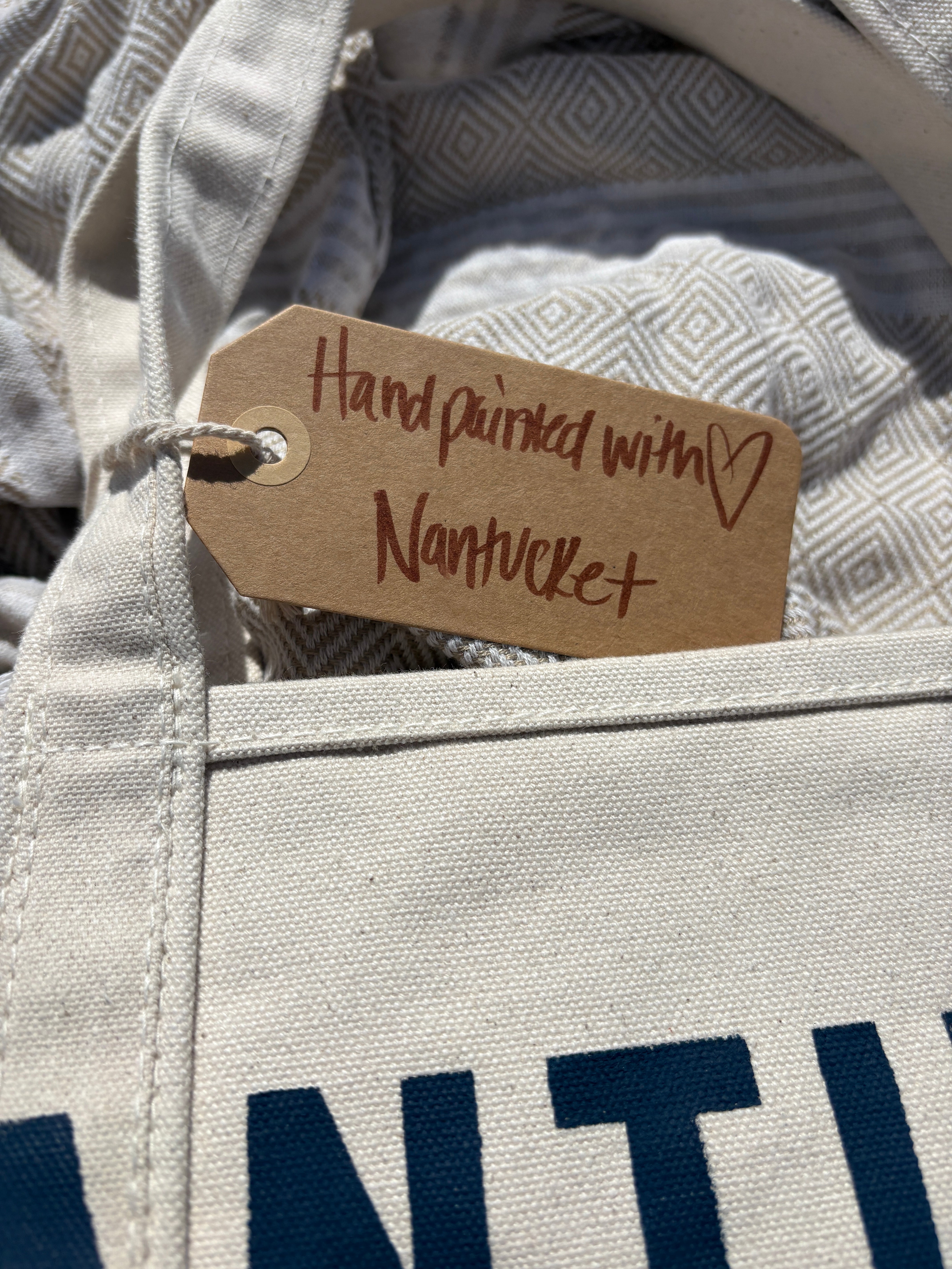 Nantucket Sailing Club hand-painted large rope tote