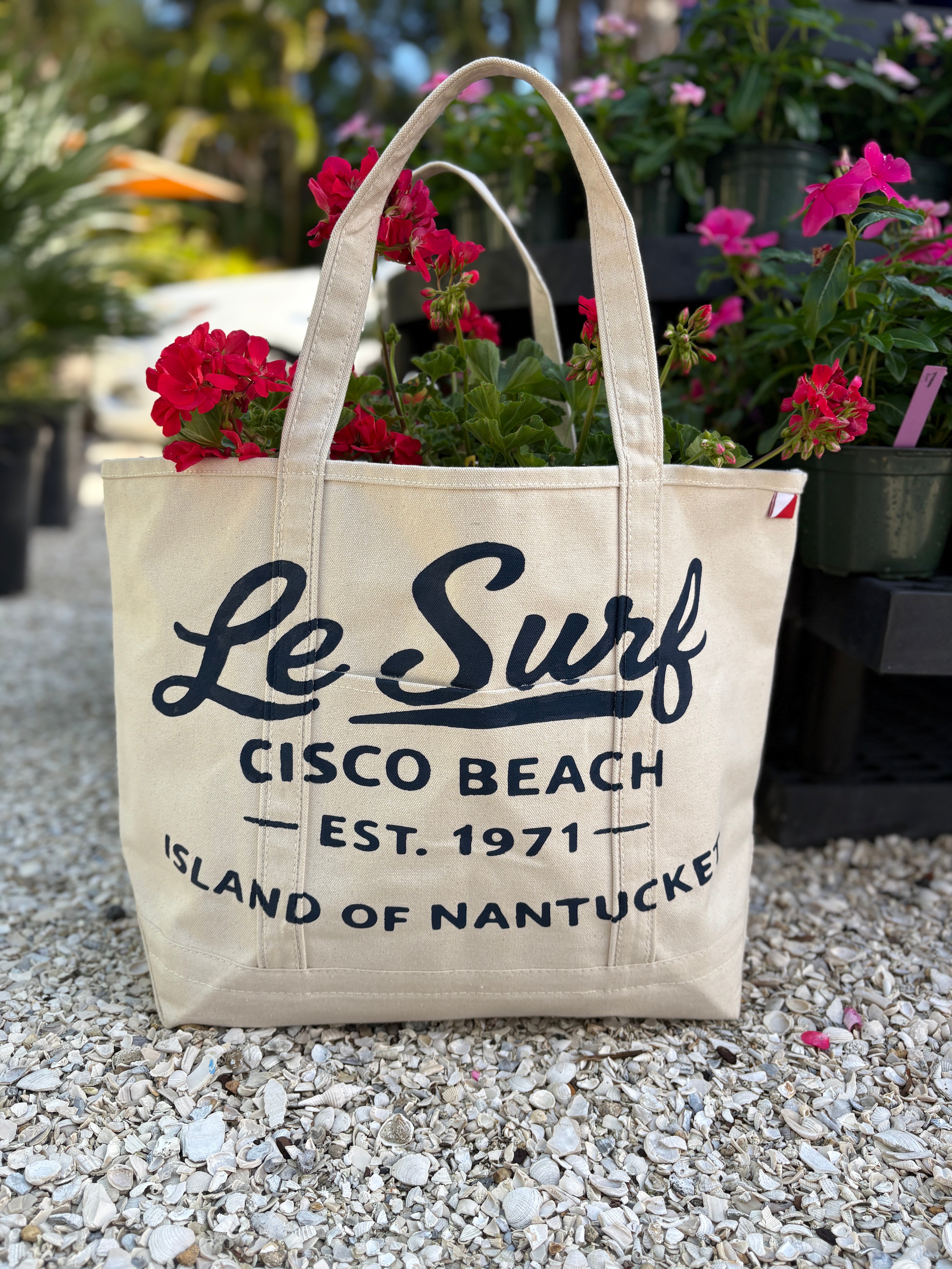 Nantucket Le' Surf Cisco Beach hand-painted large tote