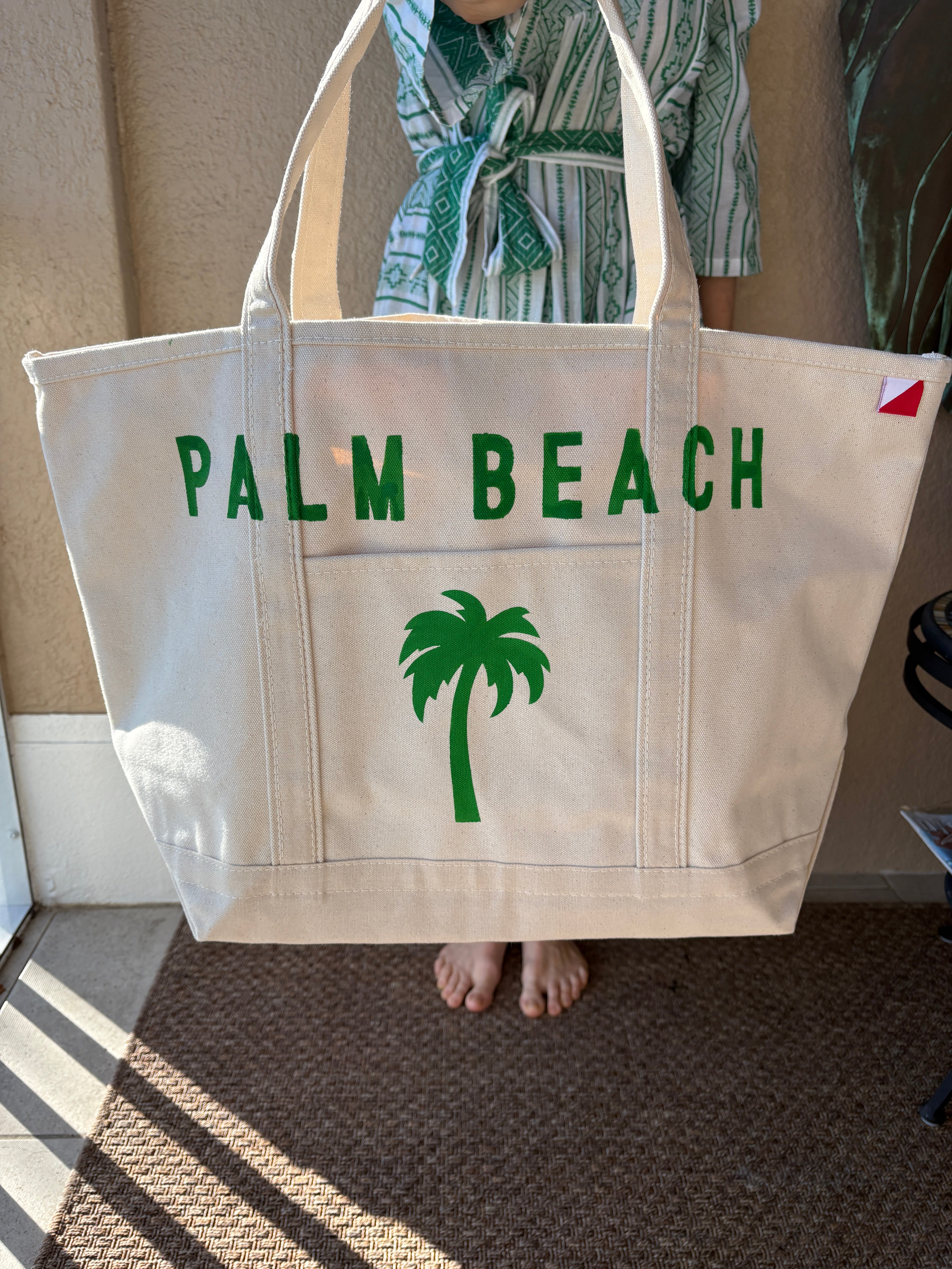Palm Beach Tote – Green Palm Edition | Large Canvas Carryall