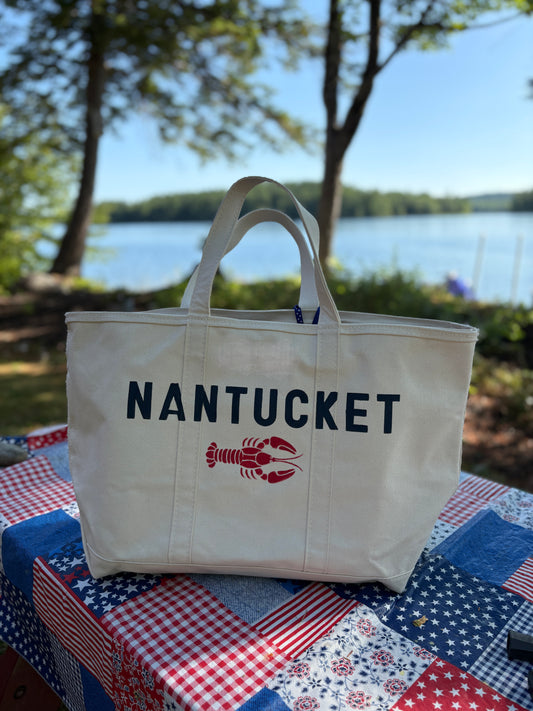 Nantucket hand-painted lobster tote