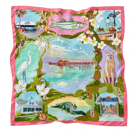 Naples Pier | Silk Scarf 90cm– Conch Pink