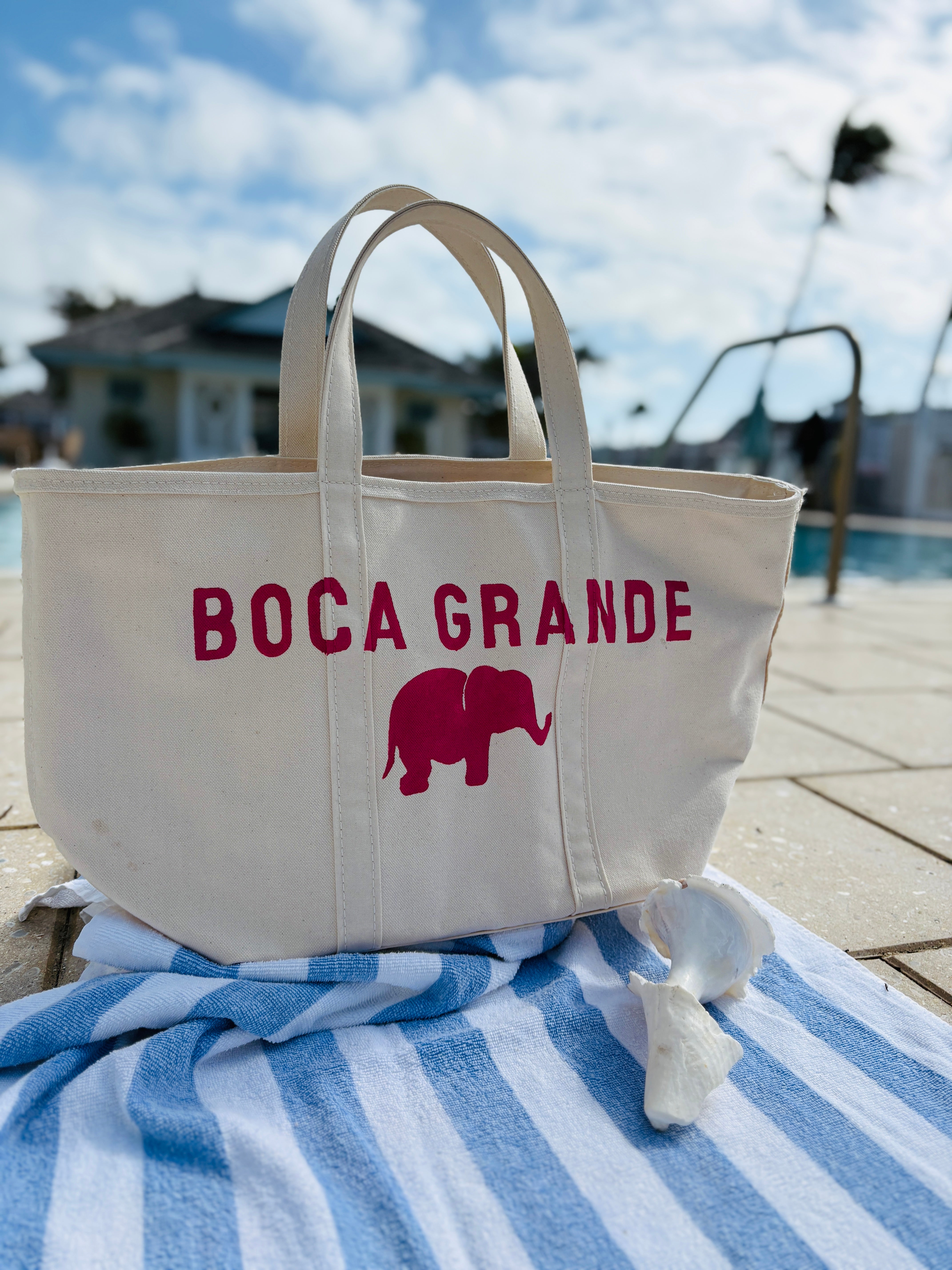 Boca Grande Pink Elephant Tote – Large