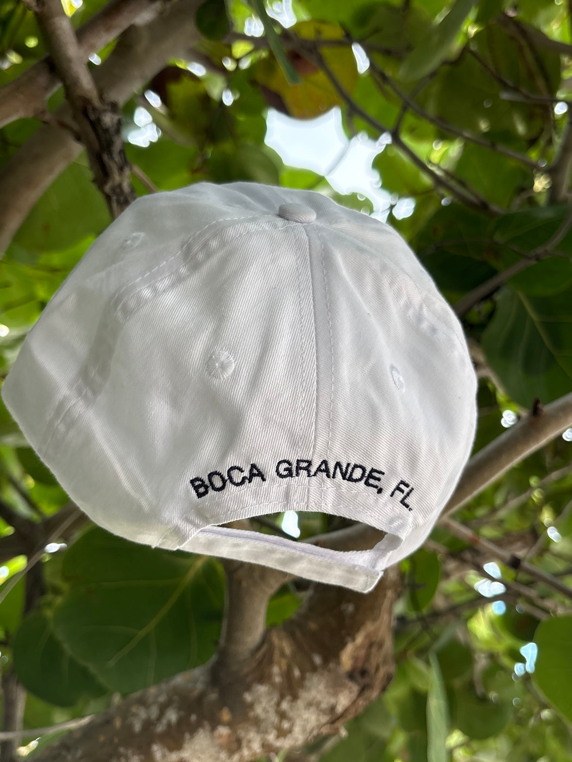 33921 Boca Grande hat in White, back view