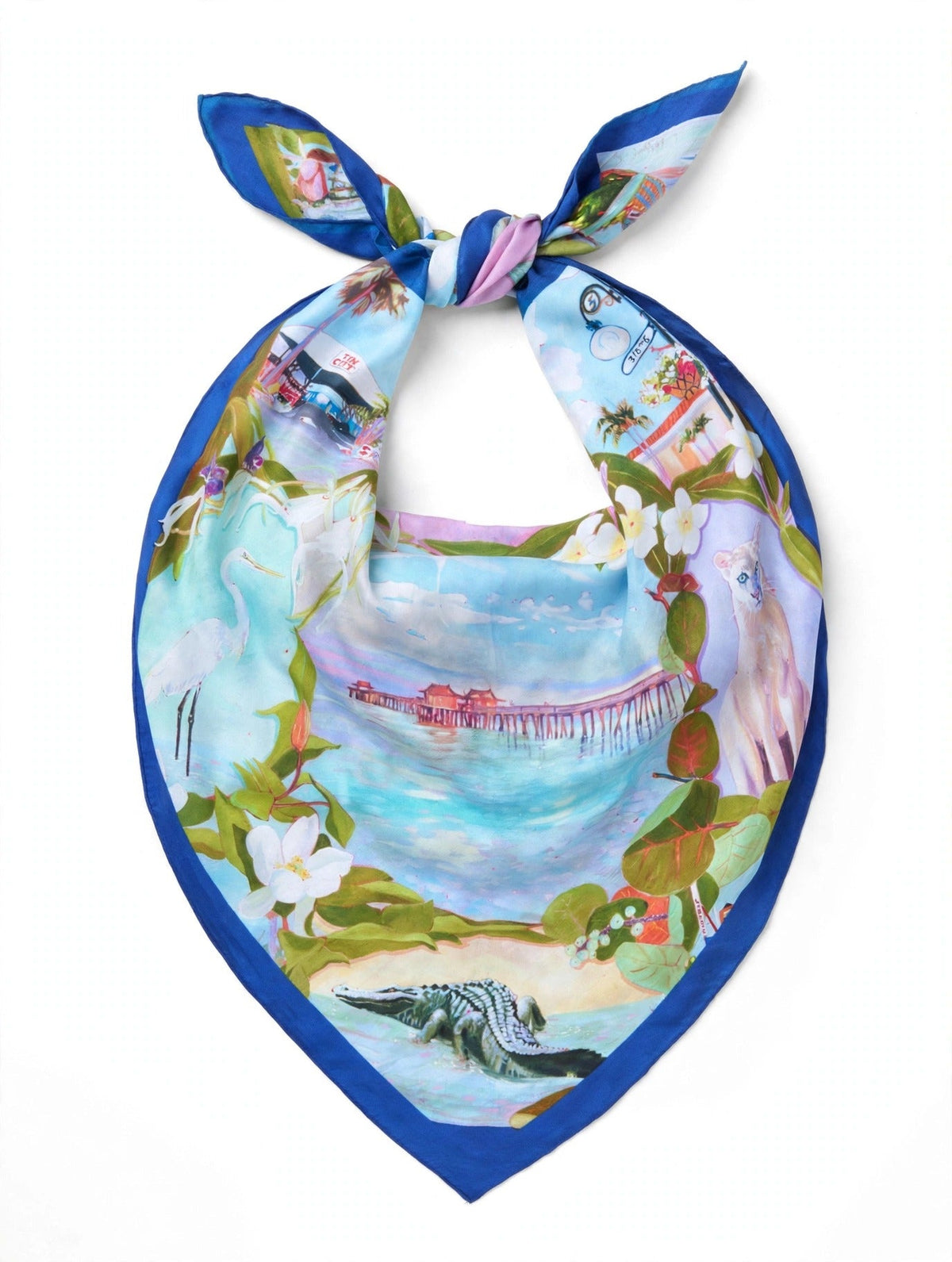 Dock Indigo scarf tied as a bandana