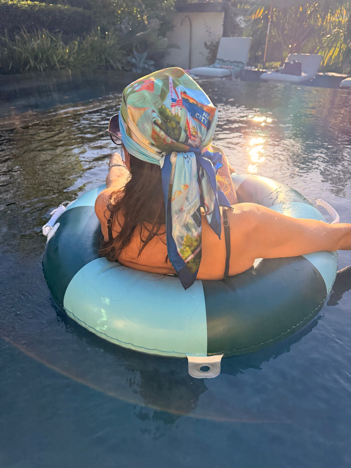 Dock Indigo scarf, poolside