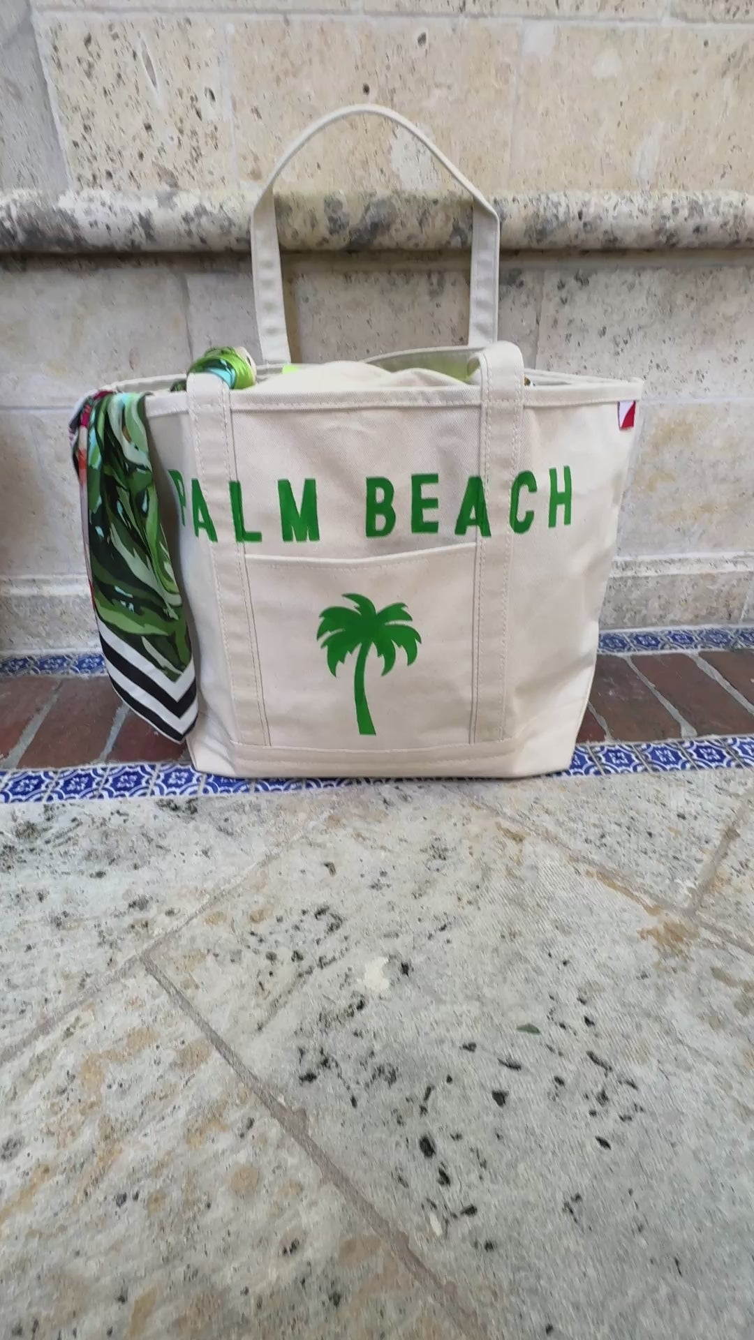 Palm Beach Tote – Green Palm Edition | Large Canvas Carryall